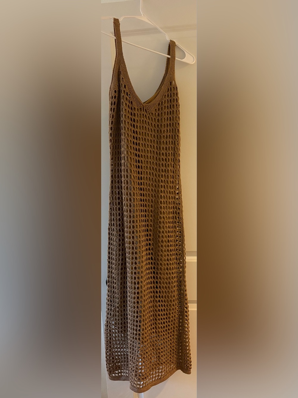 Zara Brown Crochet Maxi Dress